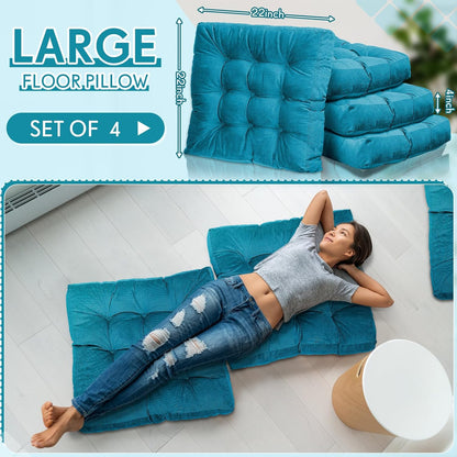 Jerify Floor Pillow Cushions Large Round Square Large Meditation Floor Pillow for Classroom Adult Meditation Picnic Party Seating Learning Daycare School(Square,Mixed Colors,4 Pcs)