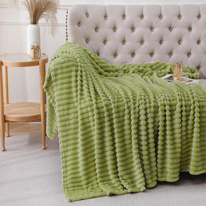 Khaki Throw Blanket for Couch Sofa 50x60 inches Striped Fleece Blankets Room Home Decor Lightweight Plush Soft Cozy Gifts for Women Mom Girls