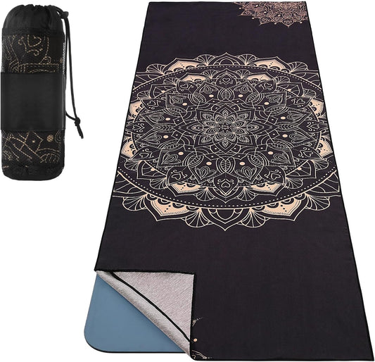 MoKo Yoga Towel, Non Slip Hot Yoga Mat Yoga Blanket Printing Pattern Quick Dry with Corner Pocket for Bikram, Pilates, Gym Workout, Outdoor Picnic, Lotus