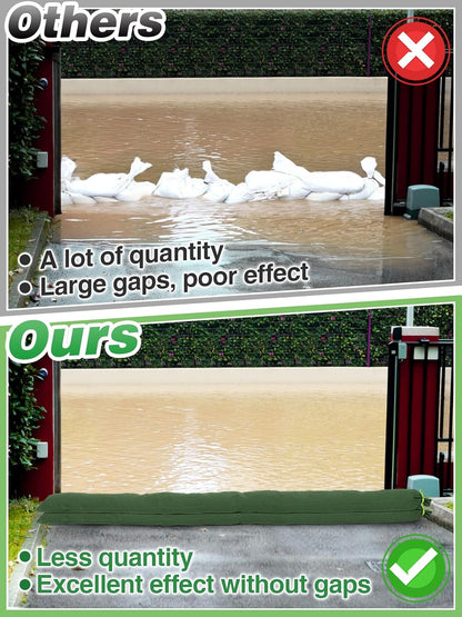 4 Pcs 6' × 6" Long Sand Bags for Flooding - Thickened Canvas Flood Protection Sandbag Tube with Elastic Band, Reusable Flood Rain Wind Barrier Sand Bag Tube for Door Window Flood Control