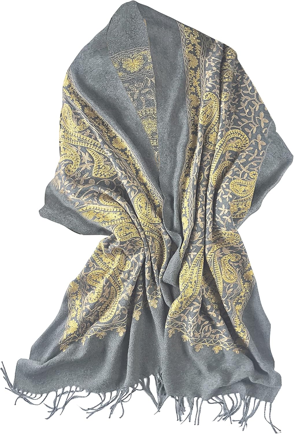 Urban CoCo Women's Embroidered Oversize Tassel Shawl Scarf Wraps for Women