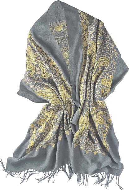 Urban CoCo Women's Embroidered Oversize Tassel Shawl Scarf Wraps for Women