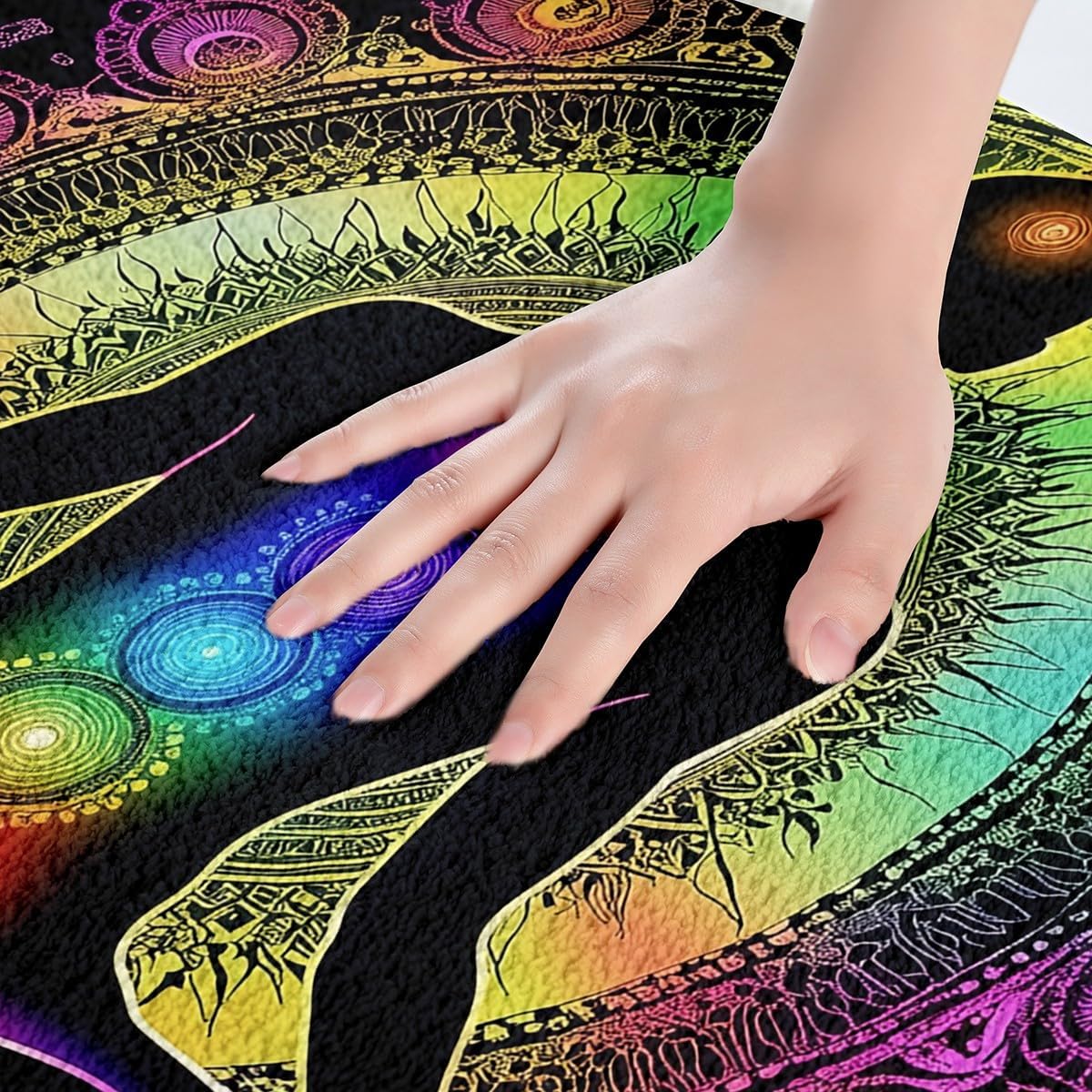 Erosebridal Yoga Bathroom Rugs Gradient Bath Mat,Meditation 20"X 32" Doormats Floor Mats for Kids Boys Girls Teens Lotus Art Non Slip Bath Rug