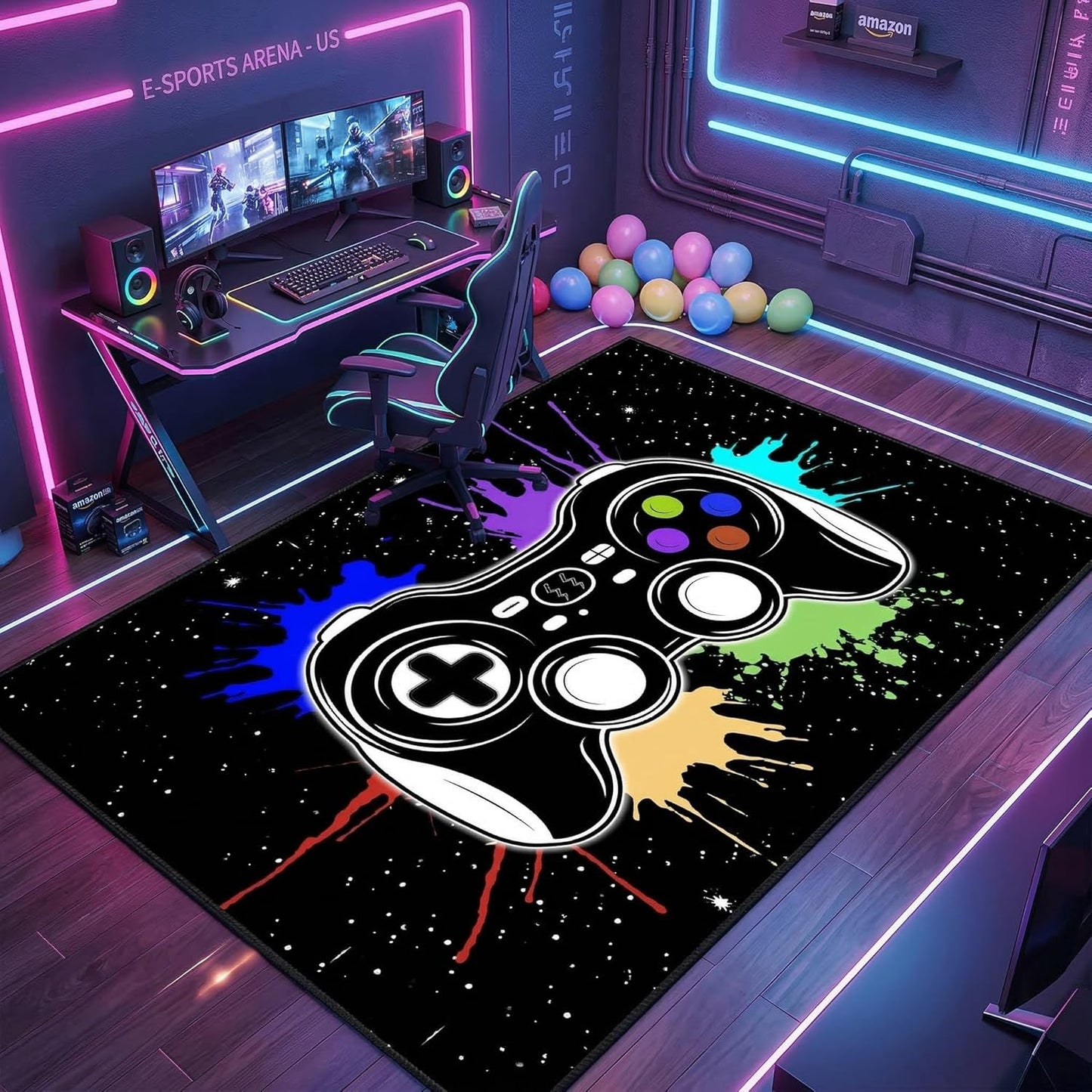 Game Controller Rugs for Bedroom Boys Living Room Gamer Gamepad Red Carpets Floor Mat Player Indoor Mats Gaming Art Design Home Decor Crystal Doormat Yoga Mats 3'x5'