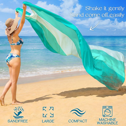 BYDOLL Beach Blanket Waterproof Sandproof Large Sand Free,78''X81''/10'X9' Oversized Sandless Lightweight Blanket Picnic Mat for Beach Travel Camping Hiking with Stakes