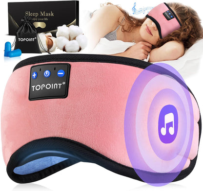 TOPOINT Sleep Mask with Headphones Bluetooth 5.4 Wireless, Sleep Headphones Earphones Earbuds with Microphone HD Speakers Music, Blackout Eye Mask for Sleeping Travel Meditation Men Women Cool Gadgets