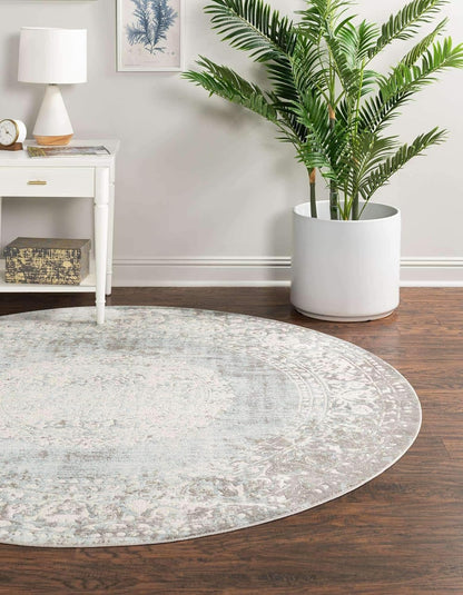 Unique Loom New Classical Collection Area Rug - Olwen (4'Round, Purple/ Gray)