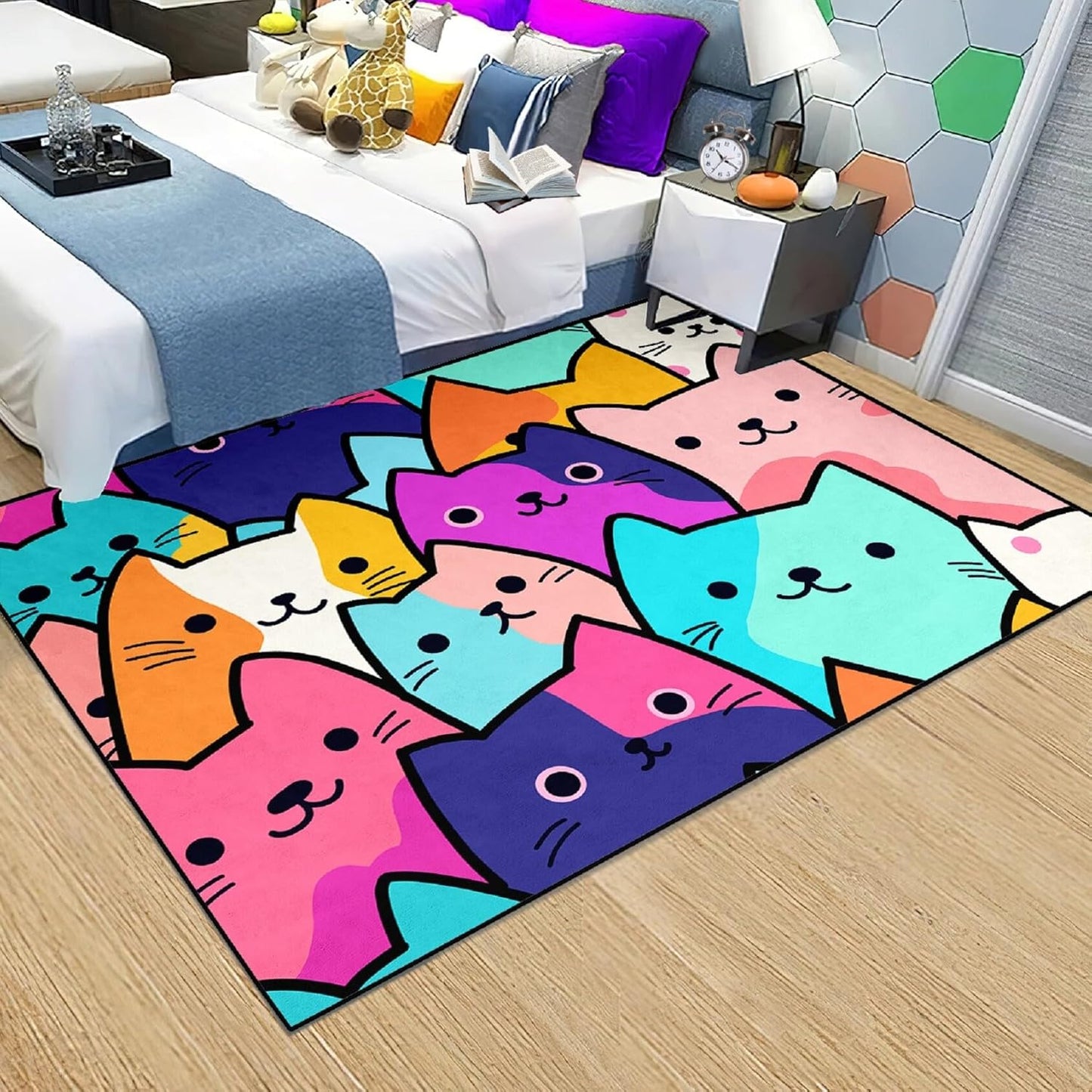 Black Girl Area Rug for Bedroom African American Rugs for Room Princess Carpet Kids Rugs for Bedroom African Girls Carpet for Living Room Teen Girls Yoga Mats, Pink, 4'×5'
