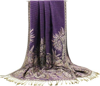vimate Silky Paisley Pashmina Shawl Scarf-Women's Soft Double-side Jacquard Pashminas Wrap for Evening Dress Travel Shawl