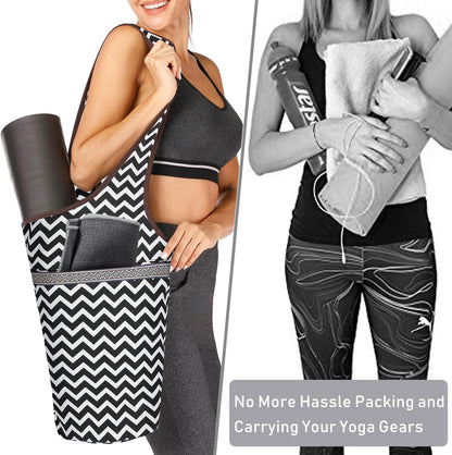 Ewedoos Canvas Yoga Mat Bag Fits Most Mats Yoga Bag with Large Storage Pockets to Hold More Accessories Ideal for Pilates Workout Gifts & Travel