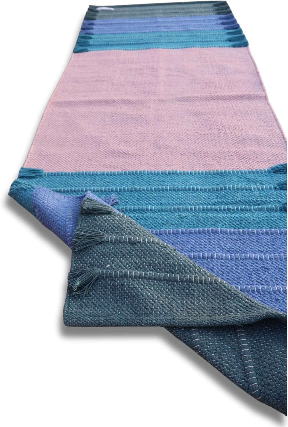 Jaipur Art & Rugs Cotton Yoga Rug - Eco-Friendly Hand-Woven Thick Mat (24”x72”x5mm) for Everyday Fitness at Home - Comfortable & Extra-Long - Colors B