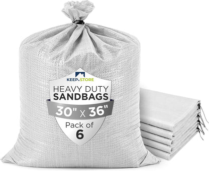 Heavy Duty Sand Bags Pack of 3, White Empty Sandbags with Built-In Ties, Woven Polypropylene UV Protection 1600 Hours, Fillable Sand Bags for Flood Control, Weight, 10x14 inches, 15 Pounds Volume