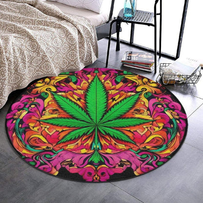 Machine Washable Modern Round Area Rug, Room Sofa Yoga Soft Round Carpet, Home Decor Non Slip Kitchen Office Circle Rug Union Jack Flag UK Mandala Art, 60inch