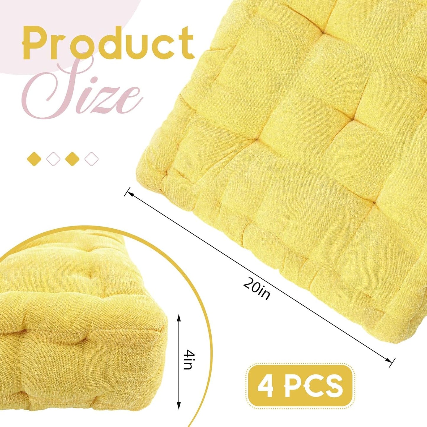 Jerify Floor Pillow Cushions Large Round Square Large Meditation Floor Pillow for Classroom Adult Meditation Picnic Party Seating Learning Daycare School(Square,Mixed Colors,4 Pcs)