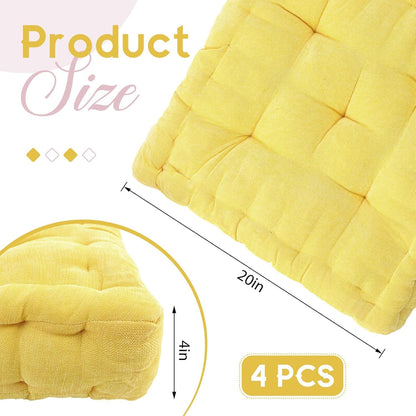 Jerify Floor Pillow Cushions Large Round Square Large Meditation Floor Pillow for Classroom Adult Meditation Picnic Party Seating Learning Daycare School(Square,Mixed Colors,4 Pcs)
