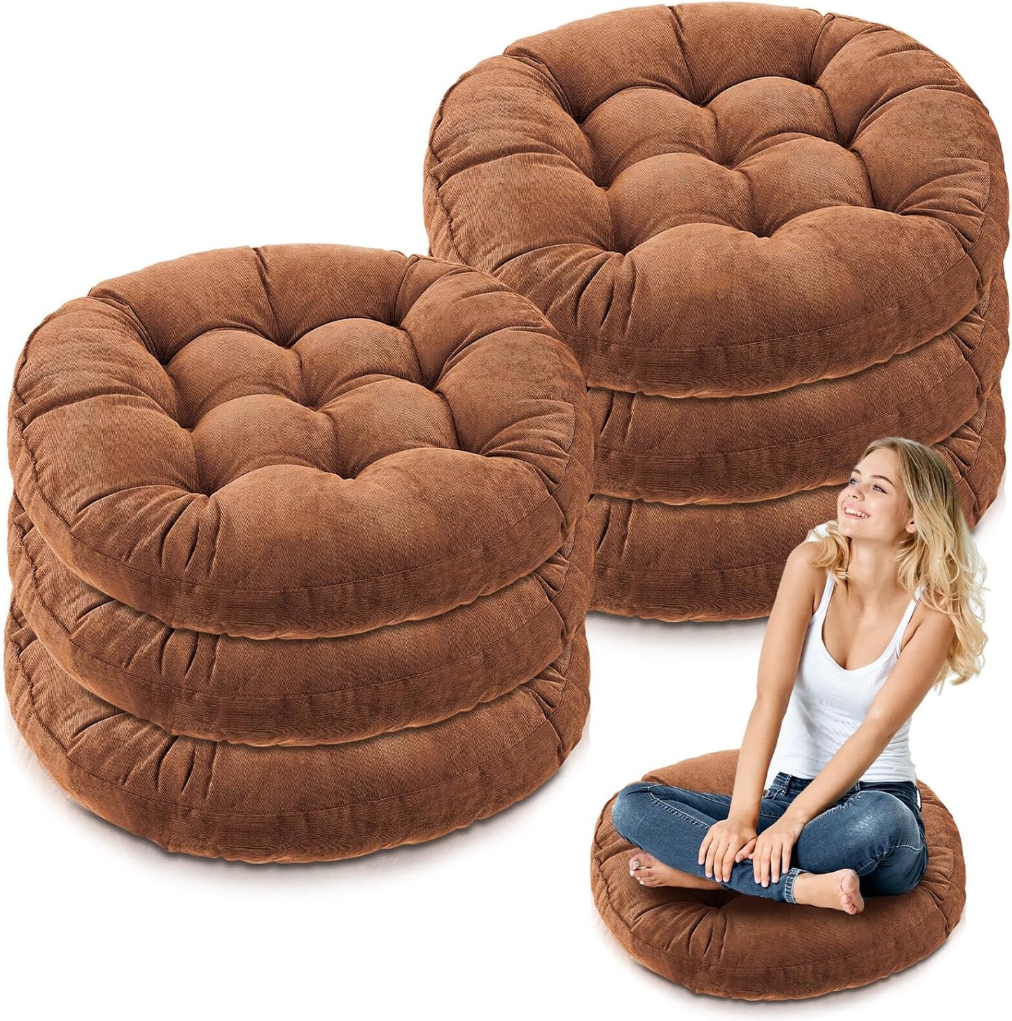 Jerify Floor Pillow Cushions Large Round Square Large Meditation Floor Pillow for Classroom Adult Meditation Picnic Party Seating Learning Daycare School(Square,Mixed Colors,4 Pcs)