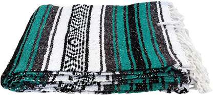 Open Road Goods Blue Mexican Blanket - Authentic Serape Falsa Blanket - Handmade