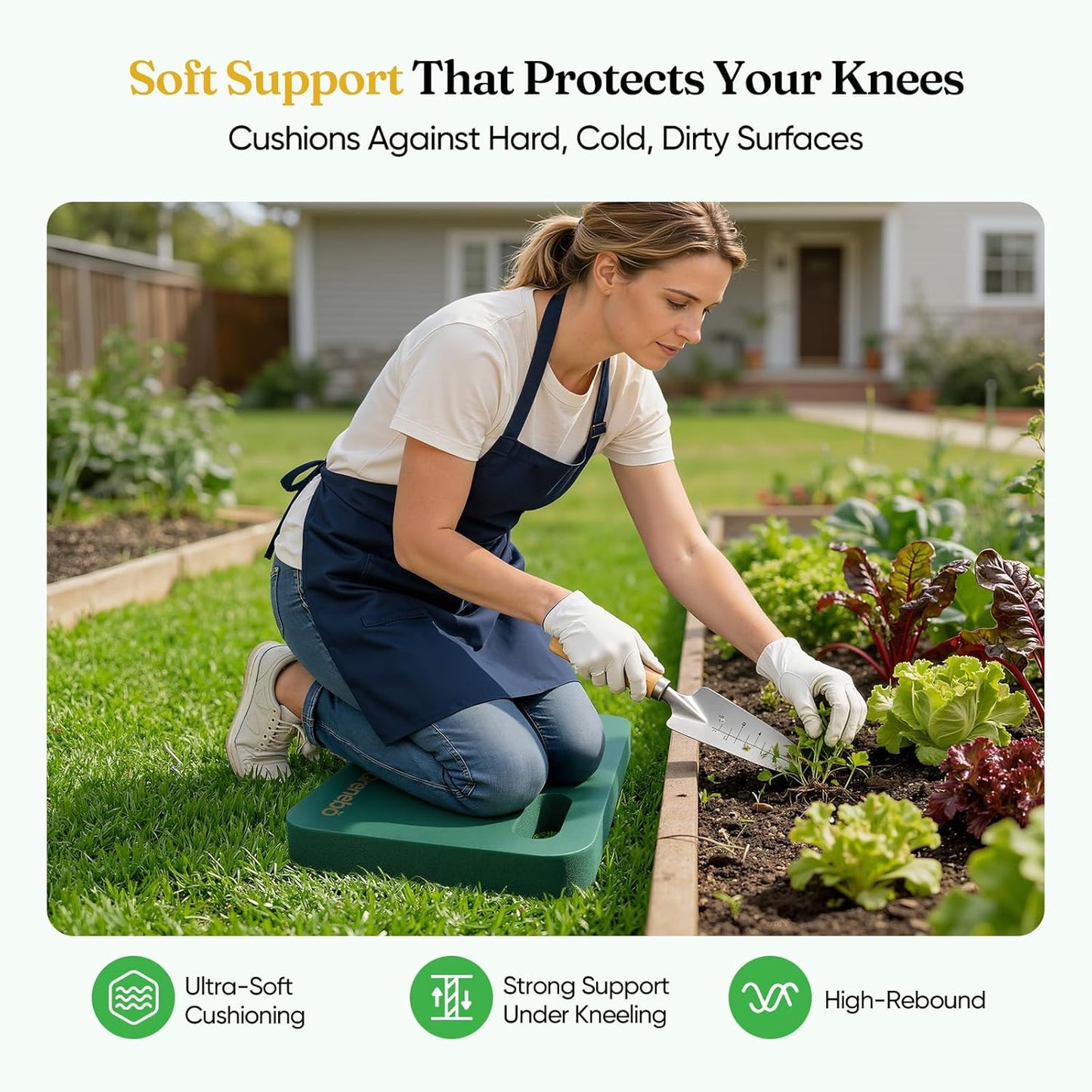 Grenebo High-Density NBR Foam Garden Kneeling Pad, 1.6" Extra Thick Gardening Pads for Kneeling, Ultra Soft Kneeling Pads for Gardening, Work, Exercise, Yoga, 17.3×11×1.6 in (2, Pink Purple)