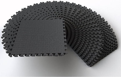 BalanceFrom Puzzle Exercise Mat 1" Thick, EVA Interlocking Foam Floor Tiles for Home Gym, Mat for Home Workout Equipment, Floor Padding for Kids, Black, 24 in x 24 in x 1 in, 24 Sq Ft - 6 Tiles