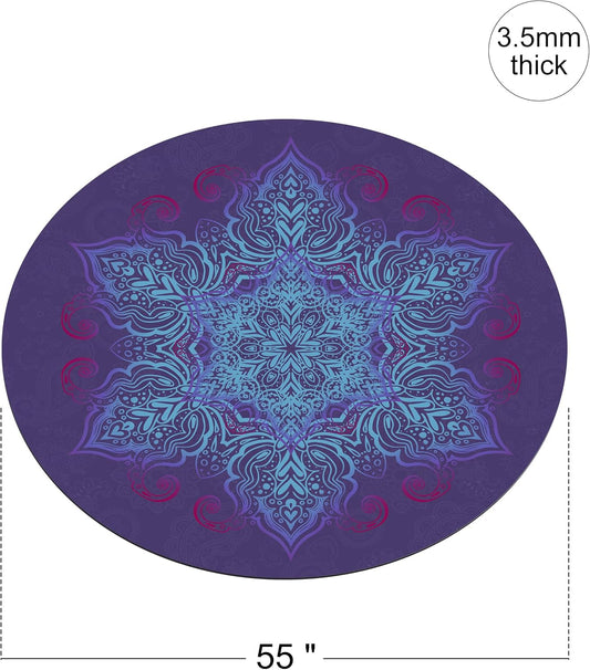 Round Meditation Pilates Yoga Mat Luxury Suede Large Yoga Mat Natural Rubber Non-Slip Base is ery Suitable for Meditation, Stretching, Yoga Environmental Protection, Fitness Exercise, Home and Outdoor. 140CM Diameter