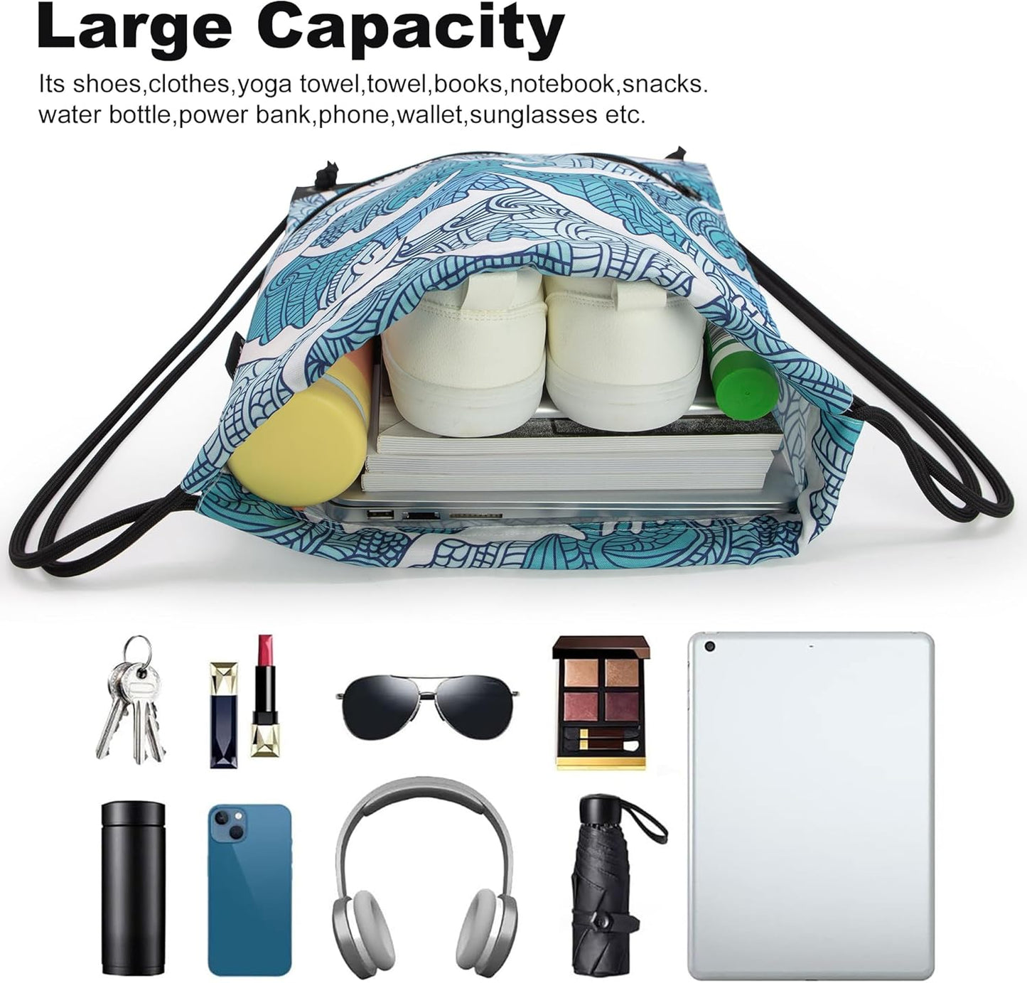 HOLYLUCK Drawstring Backpack Bag Sport Gym Sackpack - Colors B