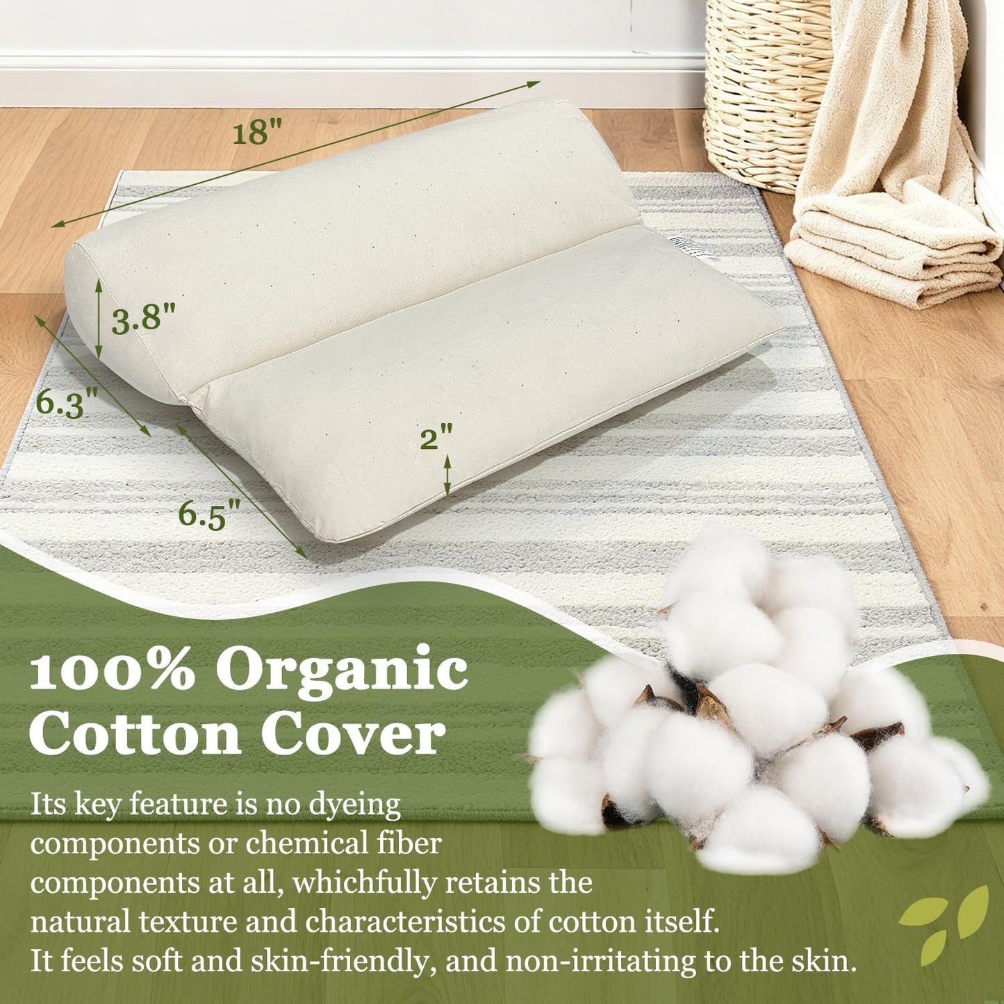 Meditation Cushion for Sitting on Floor Yoga Bolster Meditation Pillow Foldable and Multifunctional Floor Seat Cushions Ergonomics Tailbone Support Mat - Organic Cotton Cover