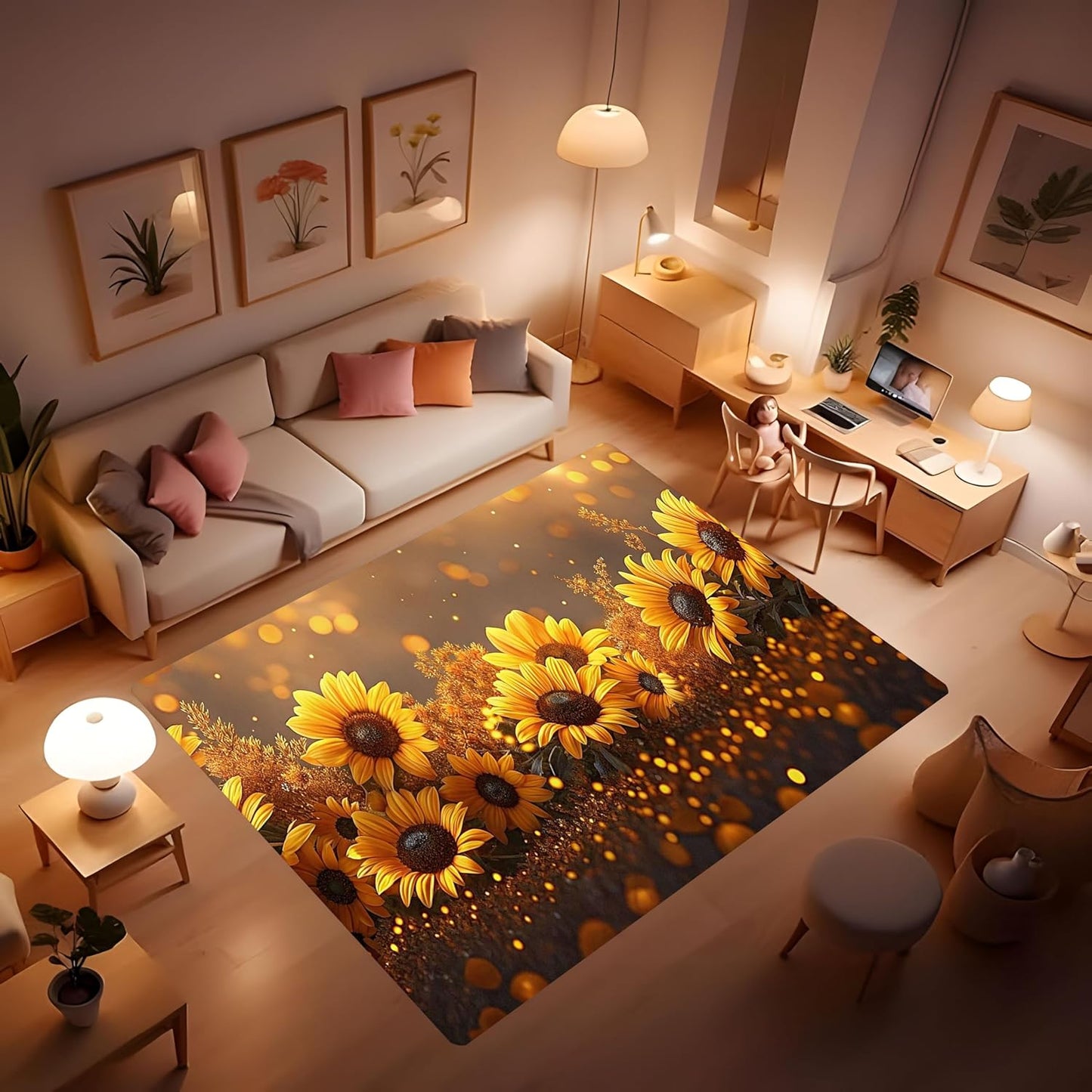 Butterfly Carpet Area Rug - Lovely Butterflies Printed Carpets for Kids Butterfly Theme Living Room Indoor Bedroom Decor Soft Polyester Yoga Mat 2'x3'