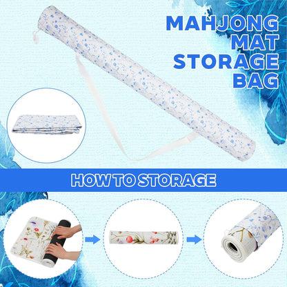 Shinylin 35 Inch Mahjong Mat Carrying Bag with Strap, Printed Drawstring Mahjong Holder Bag Outdoor Travel Canvas Storage for Board Games, Yoga Mats, Tripod