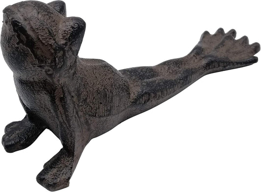 Comfy Hour Heavy Duty Cast Iron Yoga Frog Door Stopper, Decorative Zen Frog Figurines for Bottom of Door, Vintage Brown Animal Door Wedge for Home Garden Patio, Unique Yoga Lovers Gift, 1 pc