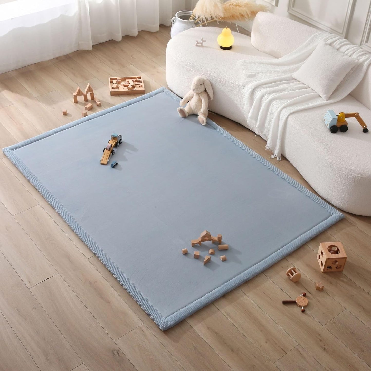 Hakuna Matte CloudSoft Mat for Floor 60" x 80" Beige – Coral Velvet Memory Foam Rug – Non-Slip, Water-Resistant