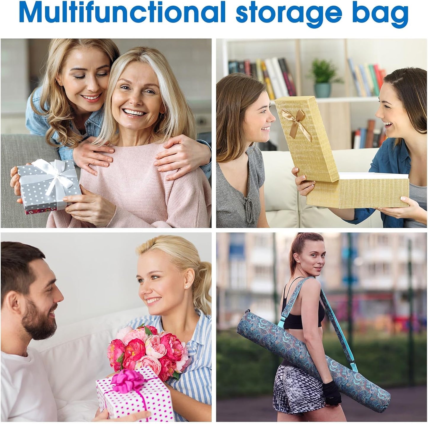 Shinylin 35 Inch Mahjong Mat Carrying Bag with Strap, Printed Drawstring Mahjong Holder Bag Outdoor Travel Canvas Storage for Board Games, Yoga Mats, Tripod