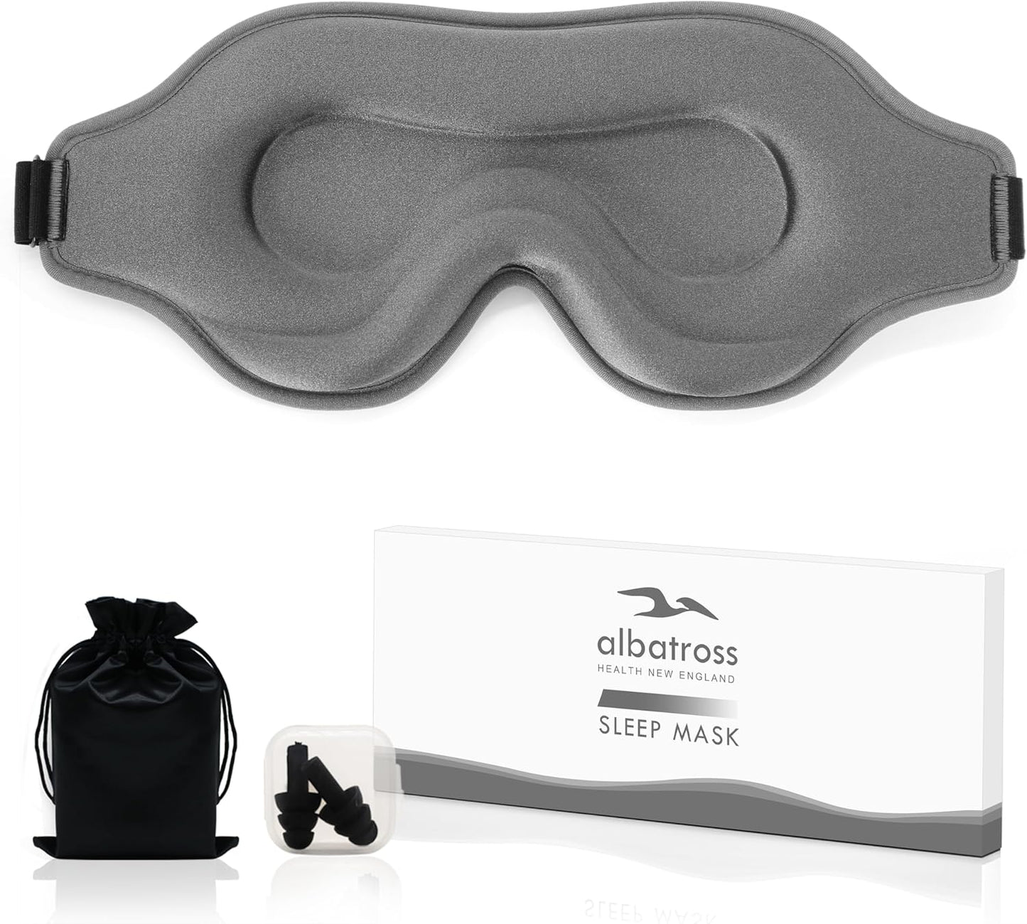 Sleep Eye Mask for Men Women, Sleeping Mask for Side Sleeper, Travel Blackout Night Blindfold Eye Shade Cover with Adjustable Strap (Black)