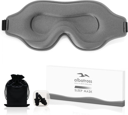 Sleep Eye Mask for Men Women, Sleeping Mask for Side Sleeper, Travel Blackout Night Blindfold Eye Shade Cover with Adjustable Strap (Black)
