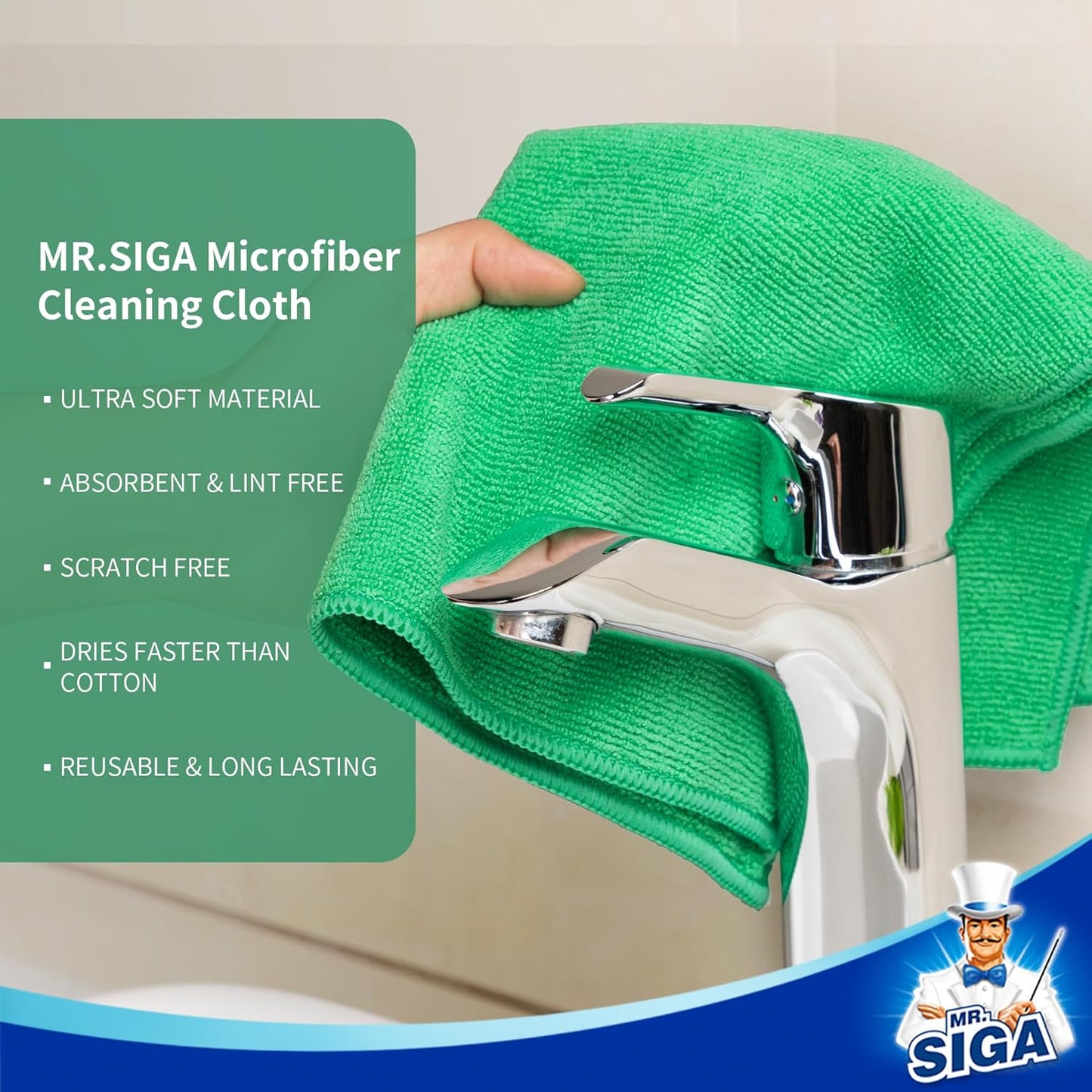 MR.SIGA Microfiber Cleaning Cloth, Pack of 6, Size: 13.8" x 15.7"