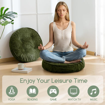 HIGOGOGO Floor Pillow Cushion for Adults, Meditation Cushion Pillow, Large Square Floor Sitting, Tufted Corduroy Cover, for Tatami Living Room or Yoga, 22x22 Inch, Dark Grey