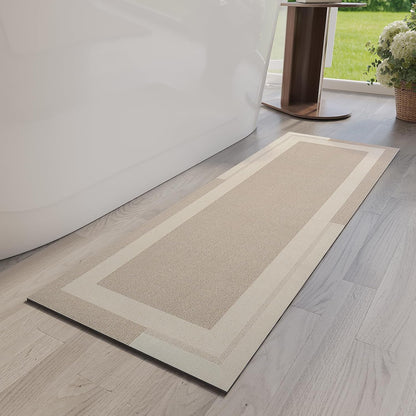 YDKGL Non Slip Long Bath Mat Bathroom Runner, Rubber Backing Ultra Thin Bathroom Rugs Fit Under Door Quick Dry Super Absorbent Washable Bath Rug Shower Mat for Bathtub Sink Floor, Dark Gray 17"x47"