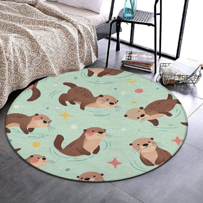 Soft Round Yoga Carpet, Office Chair Decor Round Mat for Carpet and Hardwood Floors Purple Butterfly