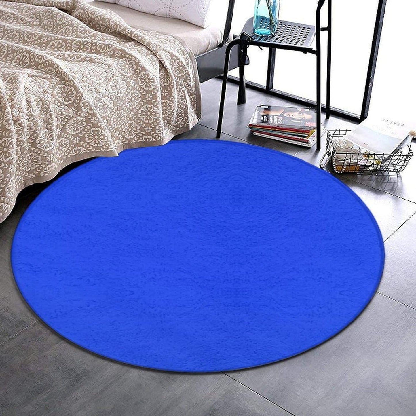 Women's Large Home Decor Mat, Soft Round Yoga Carpet, Non Slip Machine Washable Home Office Circle Rug Purple