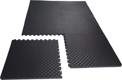 BalanceFrom Puzzle Exercise Mat 1" Thick, EVA Interlocking Foam Floor Tiles for Home Gym, Mat for Home Workout Equipment, Floor Padding for Kids, Black, 24 in x 24 in x 1 in, 24 Sq Ft - 6 Tiles