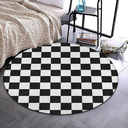 Soft Round Yoga Carpet, Large Home Decor Mat, Non-Slip Machine Washable Kitchen Office Circle Rug Compatible with Cool Norse Viking Vegvisir Runic Compass