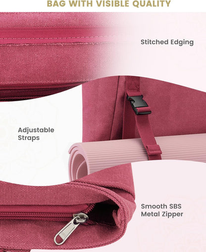 Gonex Yoga Mat Bag, Yoga Gym Bag Tote Bag with Multi Pockets For Women Men, Canvas Yoga Mat Carrier Take in Out Mat Easily For Pilates Travel Workout Office