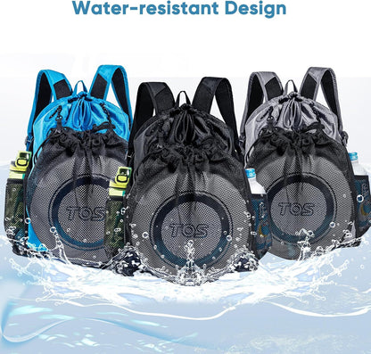 Large Beach Backpack Waterproof Sandproof - Customized Oversized Drawstring Pool Bag with Shoe Compartment for Toiletries, Towels, Gym, Travel