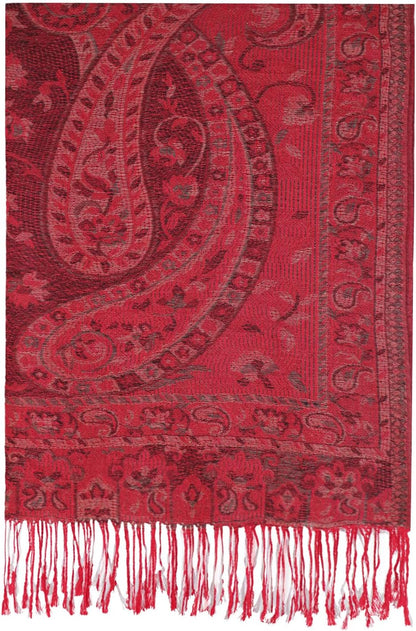 Ciormis Two Tone Silky Paisley Pashmina Shawl Scarf,Soft Women's Rave Jacquard Pashminas Wrap Scarves
