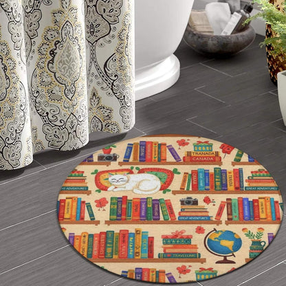 Soft Round Yoga Carpet, Large Home Decor Mat, Non-Slip Machine Washable Kitchen Office Circle Rug Compatible with Cool Norse Viking Vegvisir Runic Compass