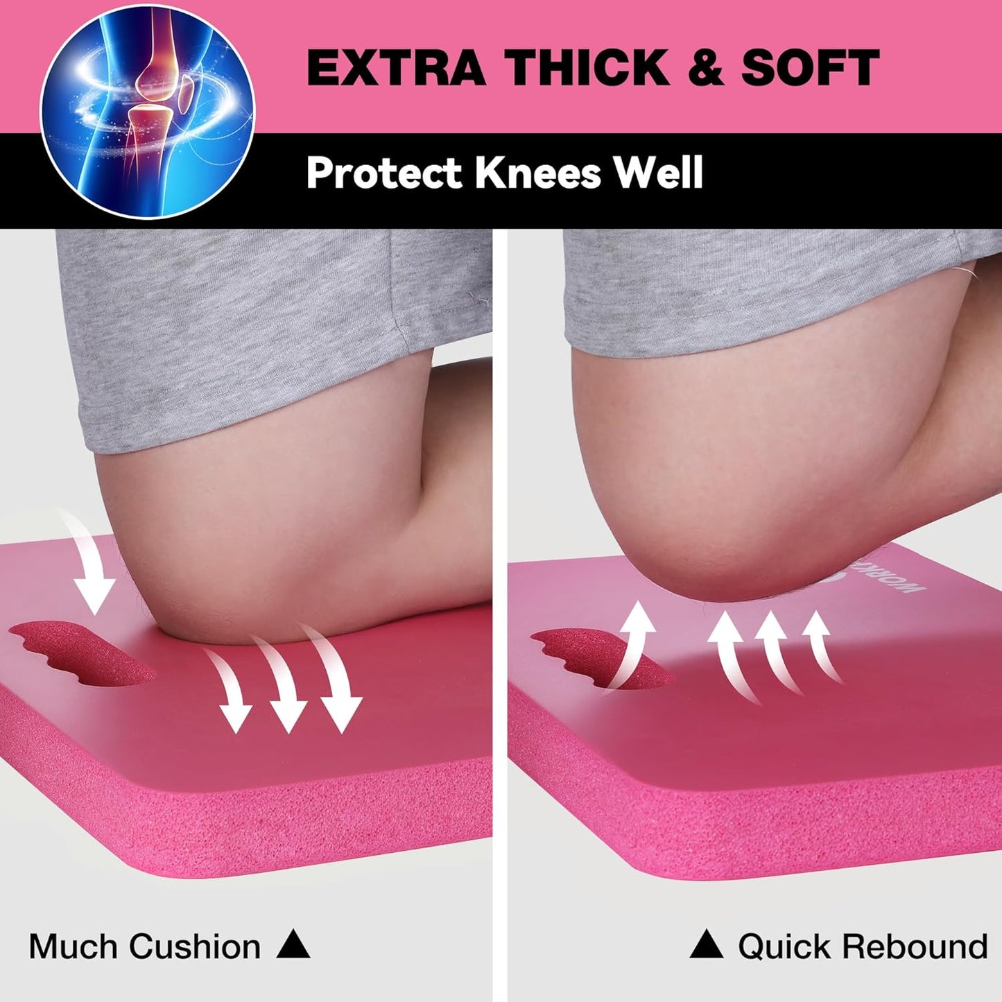 WORKPRO Extra Thick Kneeling Pad, Soft NBR Foam Cushioning for Knee, Large Foam Kneeler Mat for Gardening, Bathing Baby, Exercise, Workout Supplies, 17.5 x 11 x 1.5 in, Black