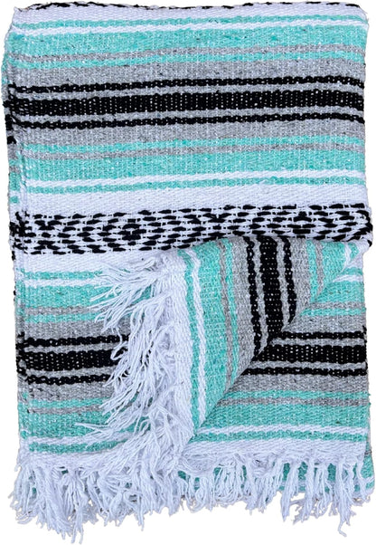 Del Mex Classic Mexican Blanket, Large Authentic Woven Falsa Throw (70"x50"), Artisan Southwest Décor for Beach, Yoga, Outdoors (Lavender)