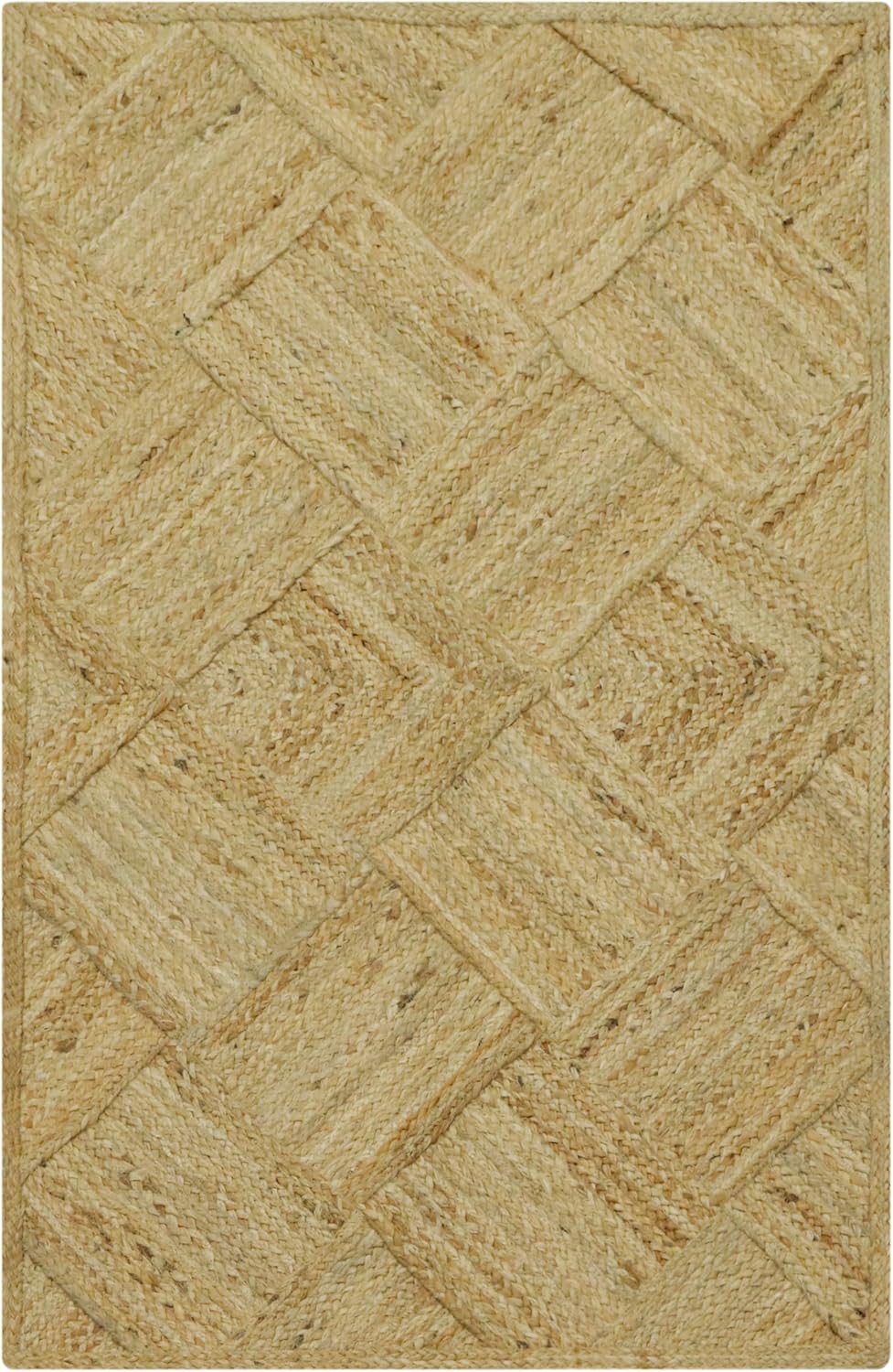 Hand Braided Jute 4 Ft Square Kilim Rug Flatweave Pink Geometric Pattern Jute Sisal Rug, Thick 0.27 Inch Indoor Outdoor Carpet for Kitchen, Bedside, Yoga Mat - Colors A