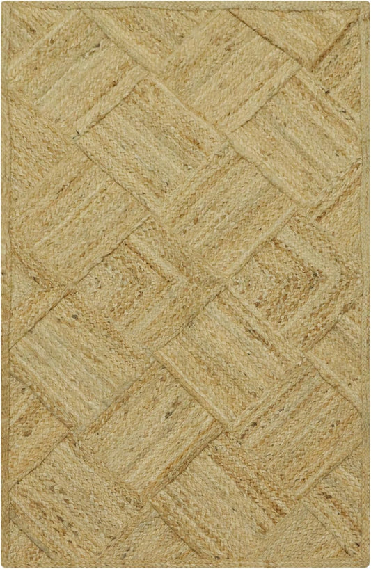 Hand Braided Jute 4 Ft Square Kilim Rug Flatweave Pink Geometric Pattern Jute Sisal Rug, Thick 0.27 Inch Indoor Outdoor Carpet for Kitchen, Bedside, Yoga Mat - Colors A