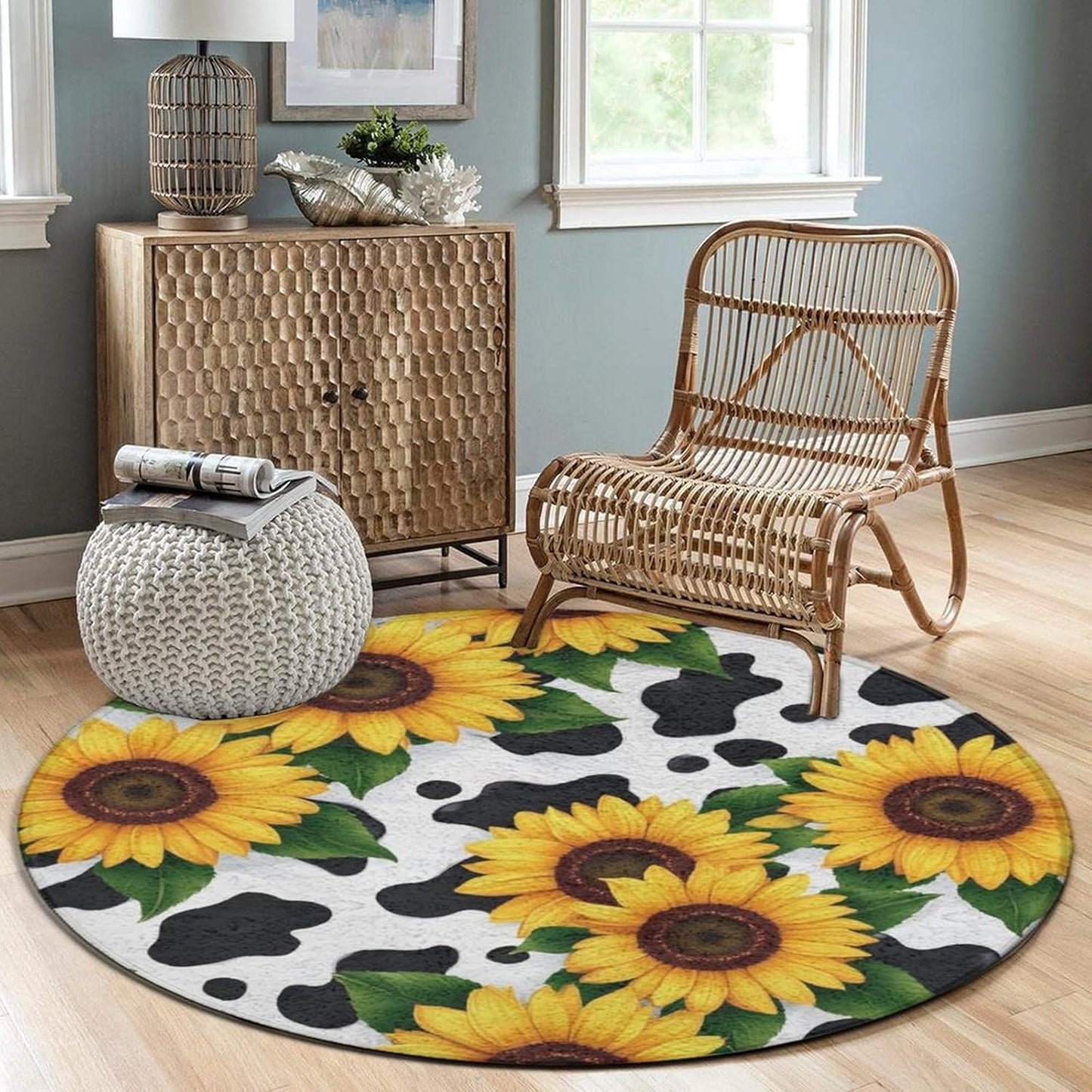 Room Sofa Yoga Soft Round Carpet, Home Decor Non Slip Kitchen Office Circle Rug, Machine Washable Modern Round Area Rug Beach Turtles, 60inch