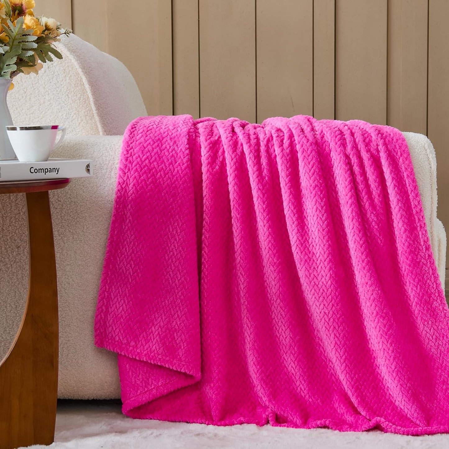 NEWCOSPLAY Super Soft Throw Blanket Light Purple Premium Silky Flannel Fleece Leaves Pattern Lightweight Bed Blanket All Season Use (Light Purple, Throw(50"x60")) - Colors B